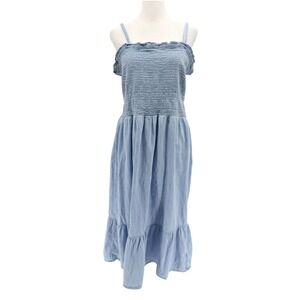 Gap Cottage Midi Dress XL TALL Light Blue Euro Summer Backyard‎ BBQ Casual